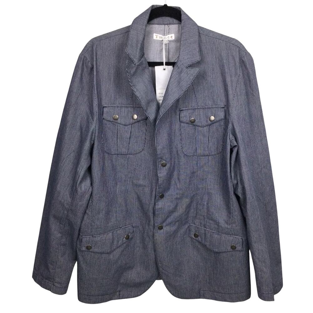 Twice Utility Casual Flap Pockets Collared Snap Jacket Blazer Women's Size XL